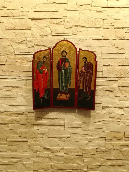 Stara złocona ikona święta trzech apostołów zabytek