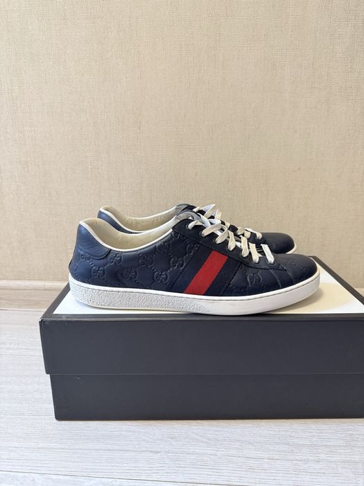 Gucci Ace Leather Web чоловічі шкіряні кросівки оригінал