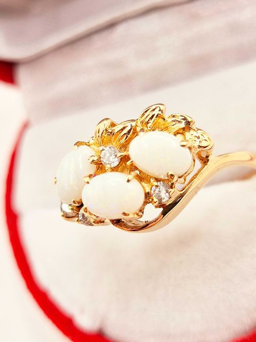 Zjawiskowy Złoty pierścionek z opalem 585 (14K) OPAL