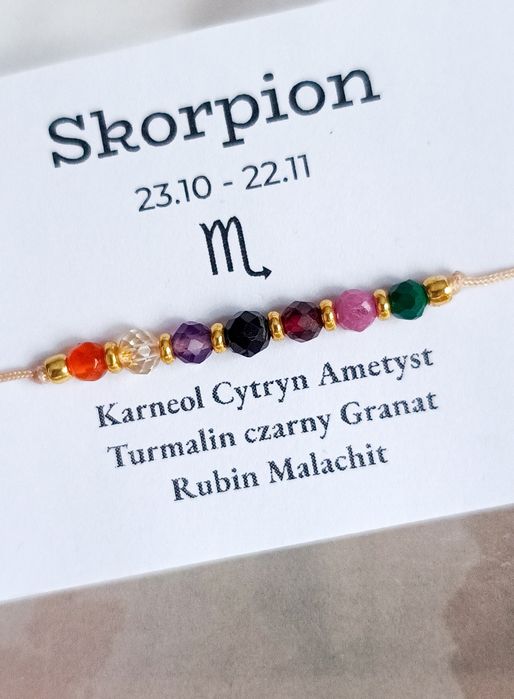 Bransoletka kamienie naturalne minerały znak zodiaku SKORPION