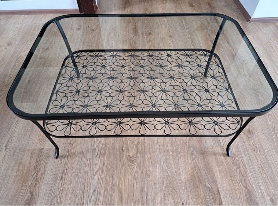 Stolik, ława szklany/metalowy IKEA