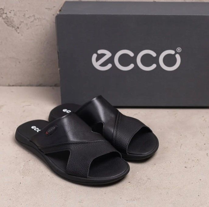 Кожаные мужские шлепанцы Ecco, летние шлепки натуральная кожа