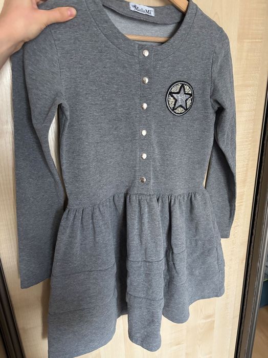 Sukienka dresowa szara MałaMi 146-152 polskiej produkcji