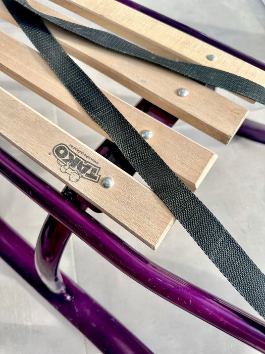 Дитячі санки Tako з ручкою, металеві, фіолетові, гарний стан