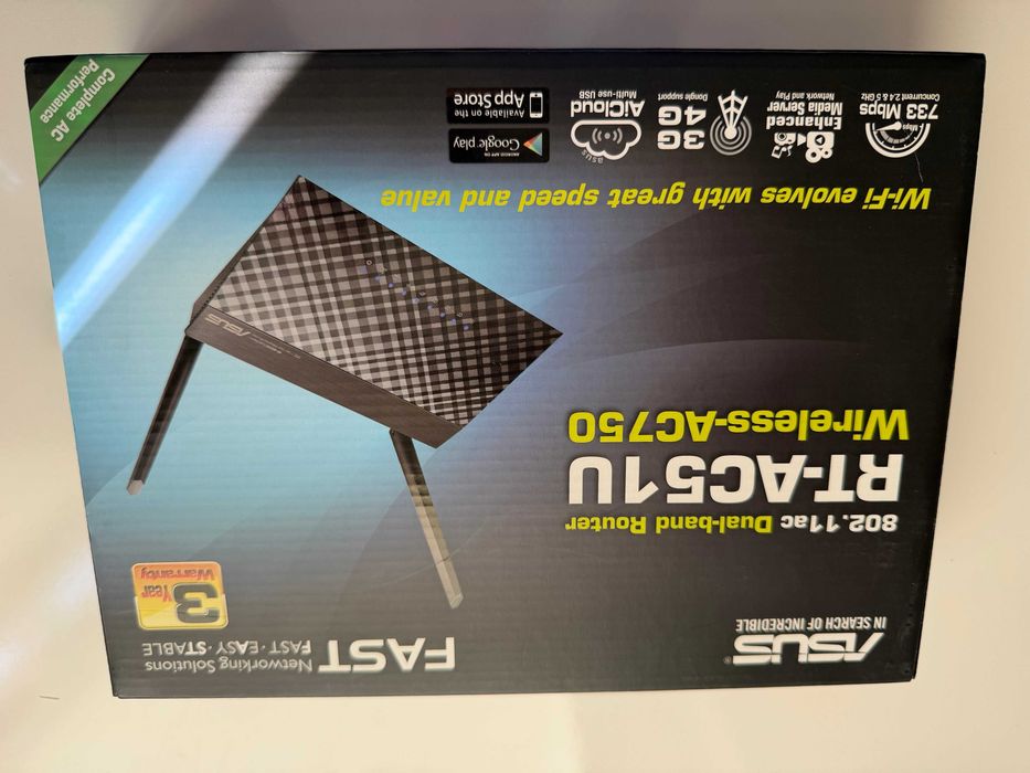 Router ASUS RT-AC51U AC750 Wi‑Fi 2,4/5 GHz – kompletny zestaw