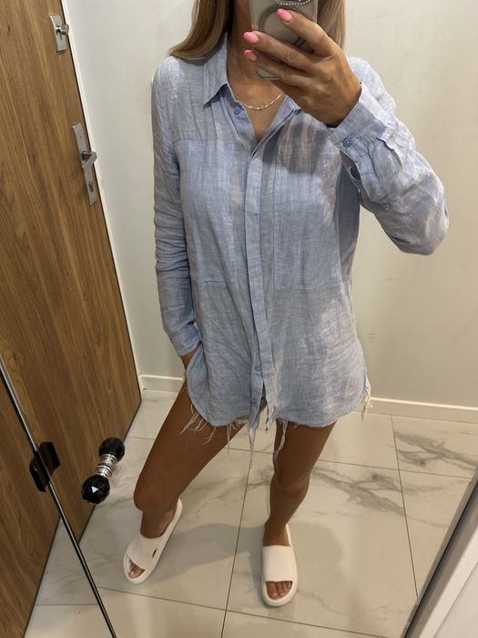 Lniana niebieska koszula