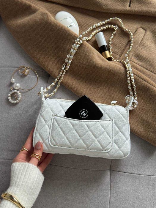 Chanel Mini Boston Chain Shoulder Bag White Gold/мінісумка Шанель