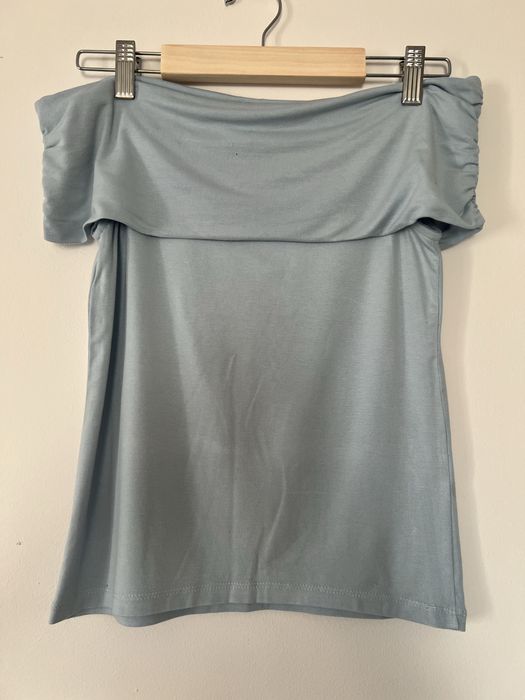 błękitna bluzka hiszpanka bez ramion New Yorker M