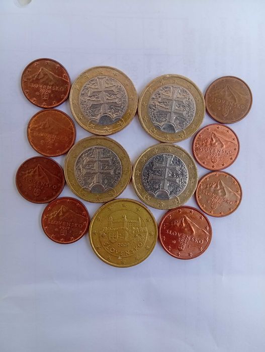Magníficas moedas Slovenko, diversos anos (últimas de 1€, 2009)