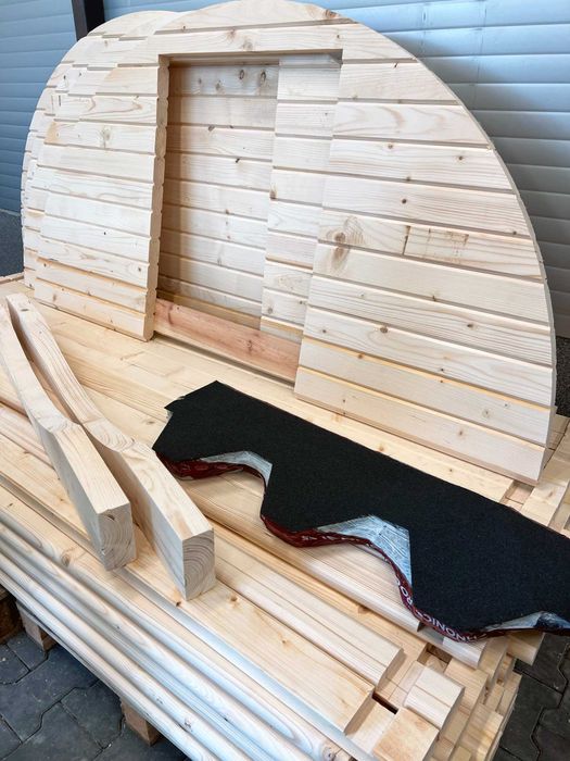 Sauna beczka ogrodowa do złożenia samodzielnego montażu drewno