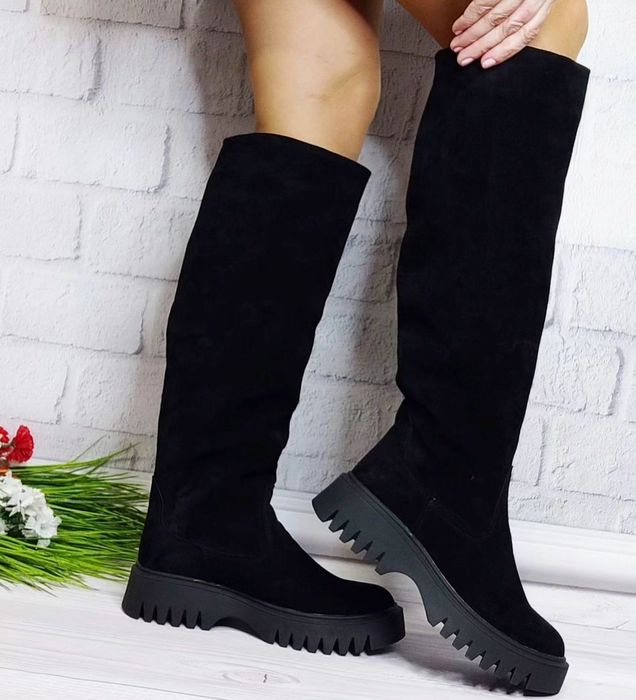 Высокие Сапоги евро зима натур.кожа на широкую голень 42-43см, 41р