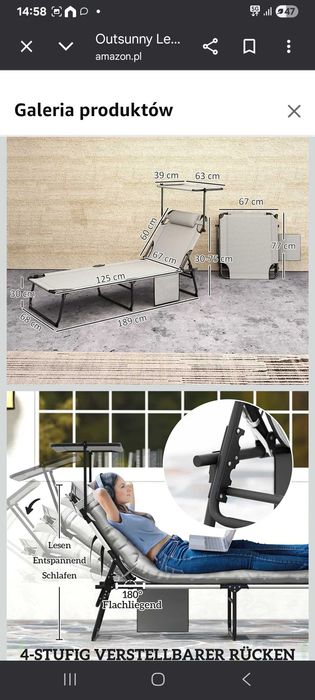 Lezak ogrodowy z daszkiem