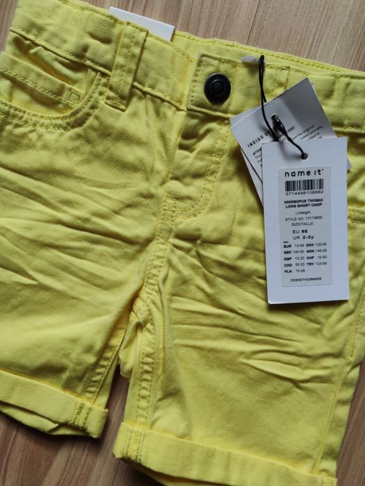 Neonowe szorty krótkie spodenki żółty neon rozmiar 98