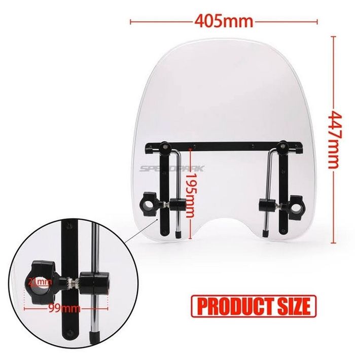 Ветровое стекло универсальное на мотоцикл чоппер Honda Suzuki Kawasaki