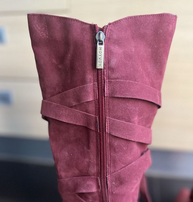 Botas rosa coral camurça com laço salto alto tamanho 38