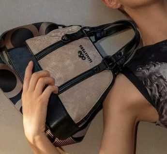 EGO Beżowa torebka z ozdobnymi paskami MARMO