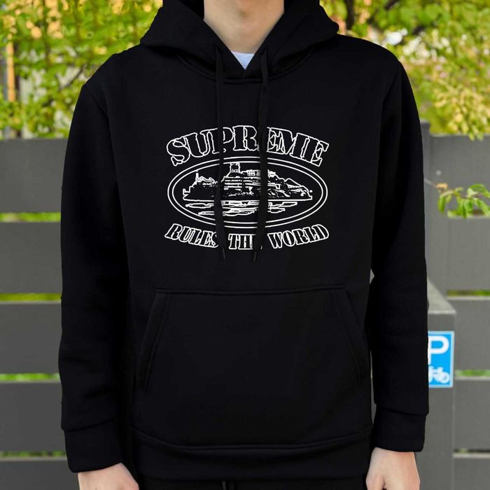 Черное Худи CORTEIZ — BIG Logo — Supreme — XS S M L XL XXL — Кортез