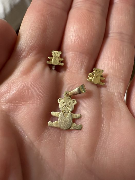 Złoty komplet misie 585