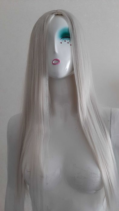 Парик платиновый блонд длинный прямые волосы без челки перука