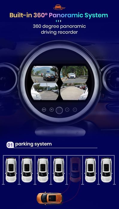 Rádio Android Mini R56 R60 8CORE 4/32GB Carplay 4G GPS controlo voz