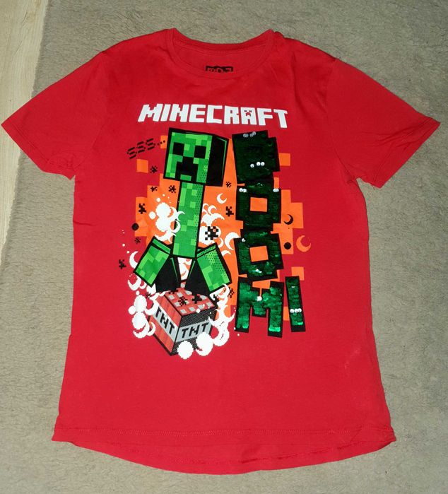 Dziecięca koszulka Minecraft z cekinami