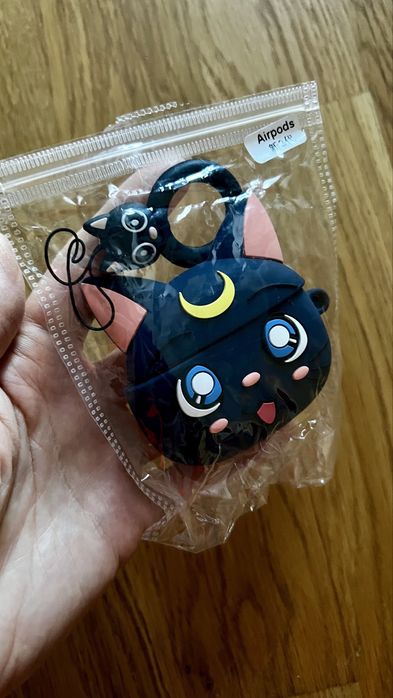 Etui futerał case apple airpods 3 czarny kot czarodziejki z księżyca