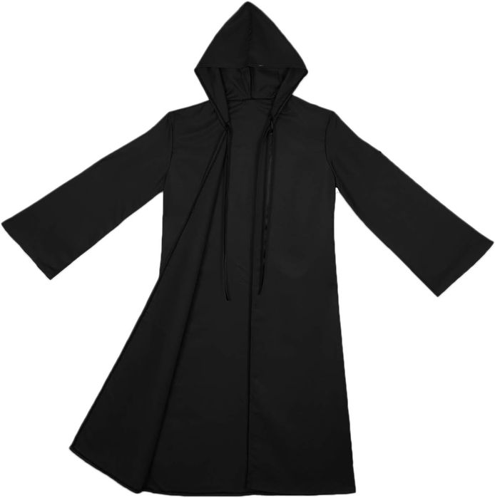 Czarna Peleryna Z Kapturem – Kostium Jedi/Renegat Rozmiar One Size