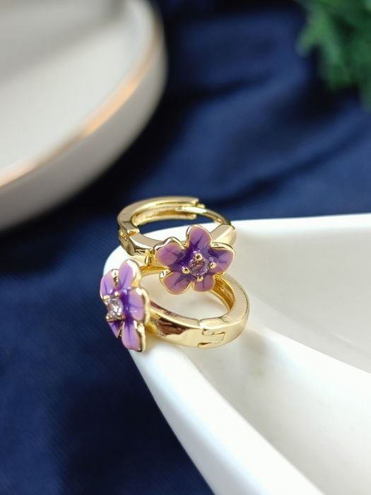 Bez niklu cudne maleństwa fioletowe kwiatuszki kolczyki prezent