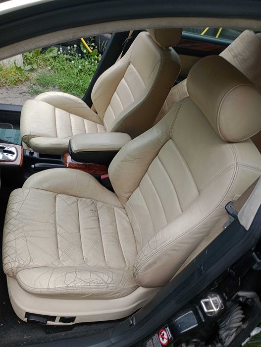 Audi A6 C5 - fotele SPORTY skora bananowa + boczki TYLNA KANAPA GRZANA