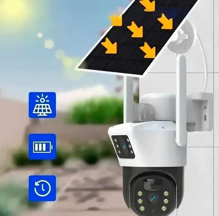 4G Камера вулична з сонячною панеллю | 2 лінзи, Поворотна 360, Sim