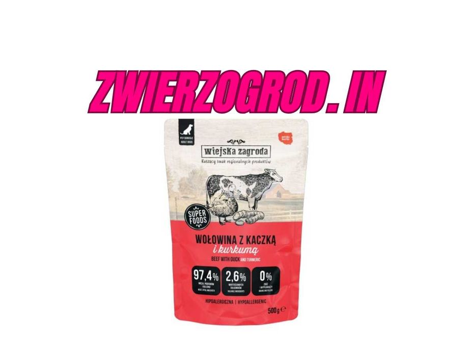 Wiejska Zagroda mokra dla psa Wołowina z kaczka 4x500 g zwierzogrod.in