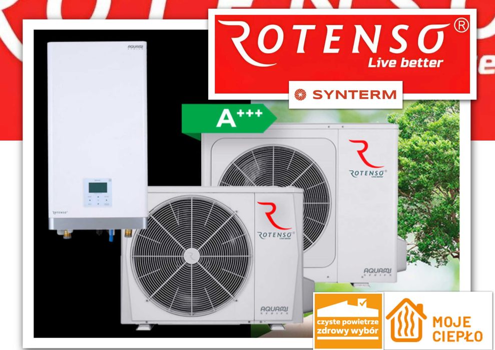 Pompa ciepła Rotenso Aquami Split 8 lub 10 kW z Montażem. Grzanie do -25°C,woda do 65°C