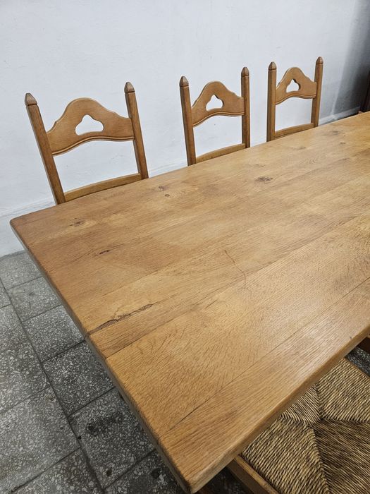 Rustykalny stół dębowy oraz 6 krzeseł /