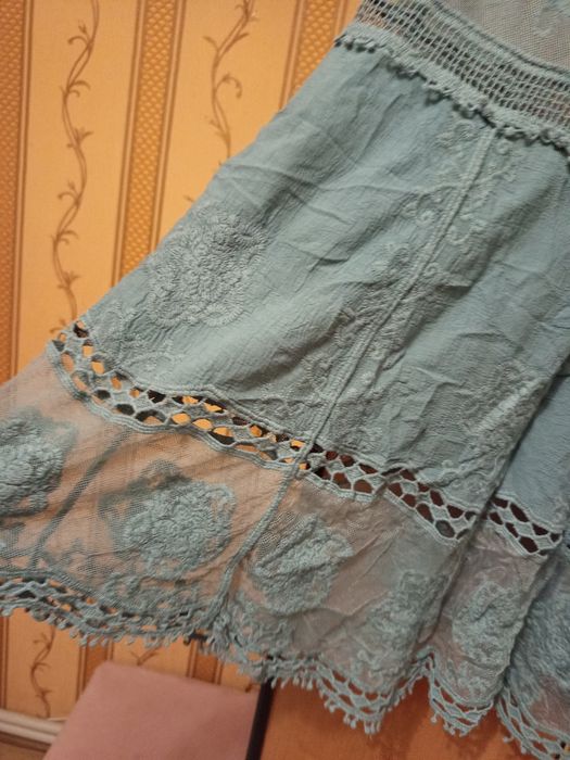 Туника накидка парео пляжное вышитое кружево L-XL