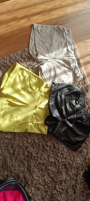 Nowe spodenki eko skóra, neon i bawełna 36/38 NOWE