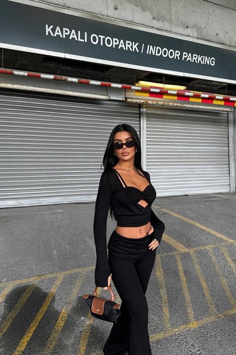 XS S M L Komplet Dopasowany Cut-out Black Glamour