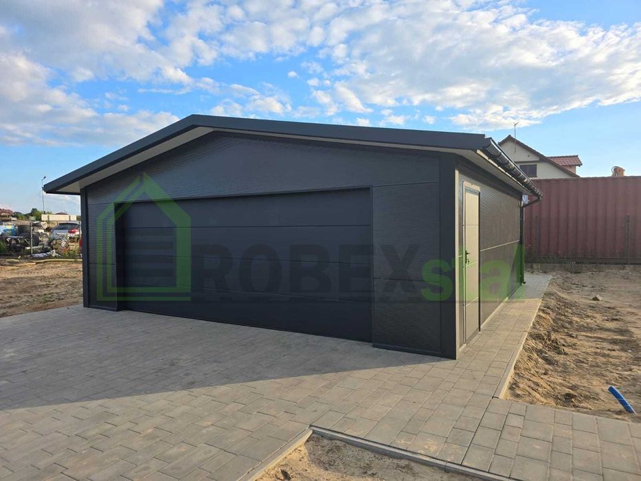 garaż ocieplany 7x7 z płyty warstwowej BRAMA SEGMENTOWA każdy wymiar