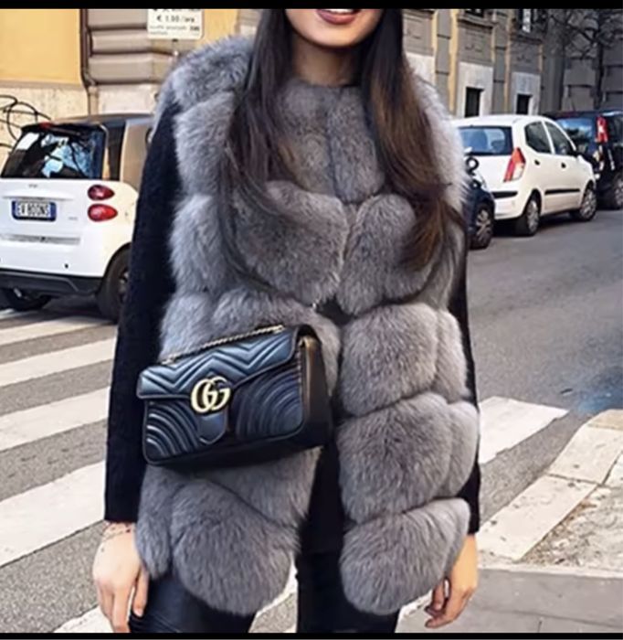 Kontantto kamizelka grafitowa naturalny lis xs-4xl