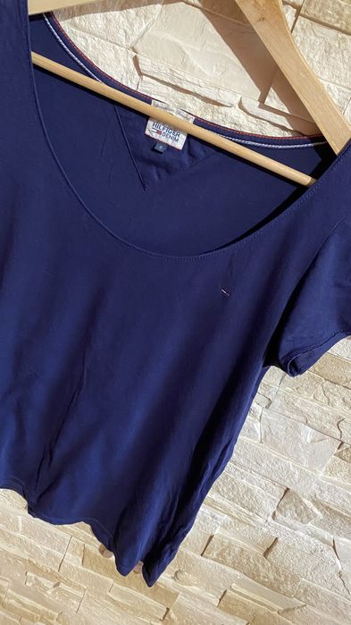 T-shirt Tommy Hilfiger S damski granatowy bawełna krótki rękaw