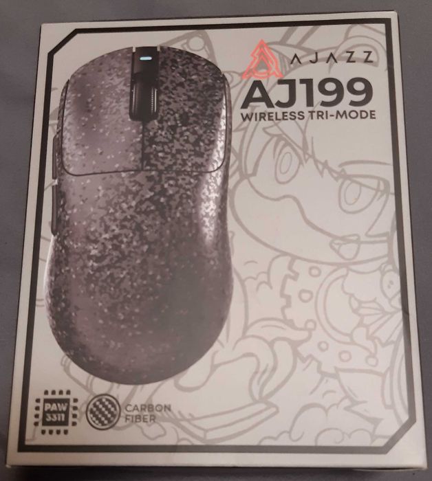 Беспроводная Игровая Мышь Ajazz AJ199 Carbon Fiber Wireless/Bluetooth/USB Black (AJ199-B)