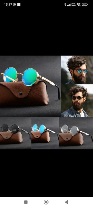 Hit okulary lenonki okrągłe unisex retro gold