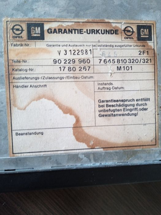 Radio Opel  Kadett Ascona GM M101 Retro Unikat