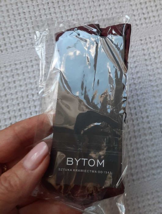 Bytom 100% Jedwab bordowa nowa mucha muszka jedwabna do koszuli