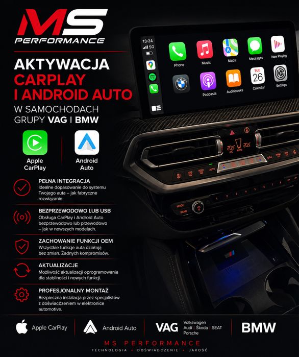 Aktywacja Carplay Android Auto Porsche BMW Audi Volkswagen Seat Skoda