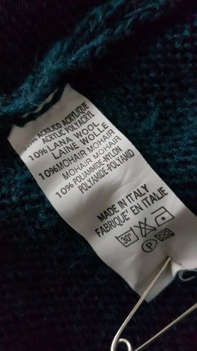 Sweter M, wełna . Morsko/zielony
