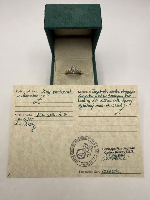 Złoty pierścionek z diamentami 0,25ct