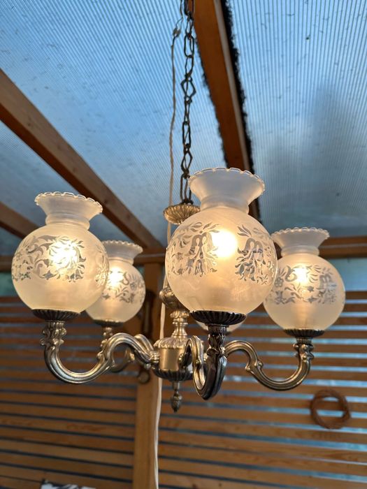 Zyrandol srebny 5 ramion vintage