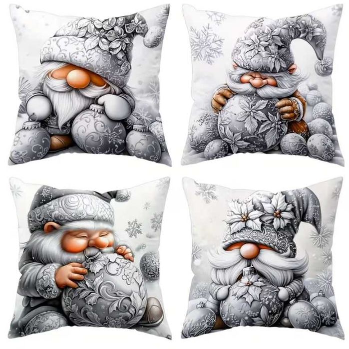 POSZEWKI 2D 45x45cm KRASNOLUDKI ŚWIĘTA dekoracyjne na poduszkę h272