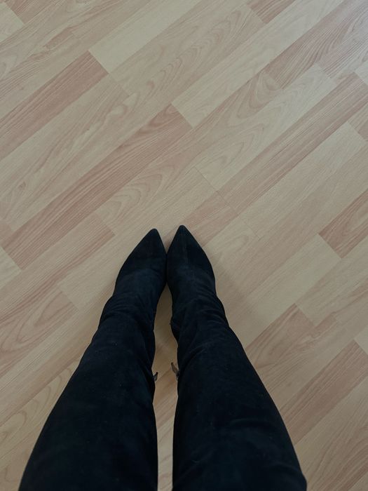 Ботфорти сапоги чулки на каблуці замша miu miu взуття