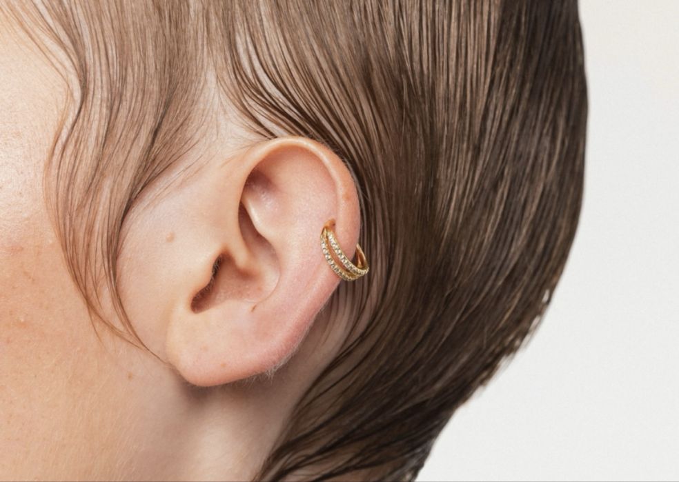 Kolczyk helix nowy srebro pozlacane